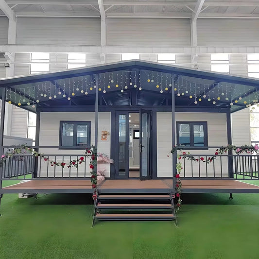 Maison de conteneur pliante à Double aile, maison Portable préfabriquée de 20 pieds 40 pieds avec installations de vie complètes