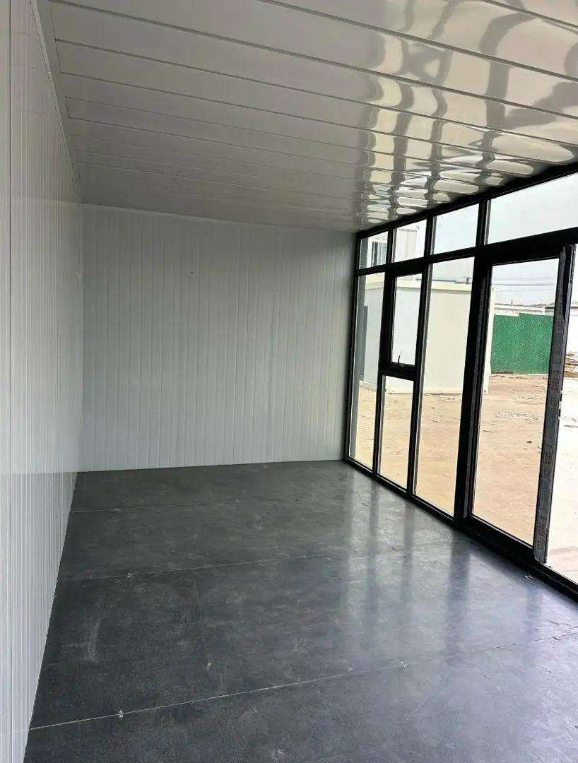 Maison à assemblage rapide préfabriquée, cadre de conteneur ensoleillé, vitreux, facile et pratique
