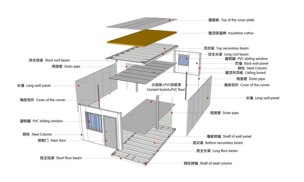 Maison de conteneur pliante à Double aile, maison Portable préfabriquée de 20 pieds 40 pieds avec installations de vie complètes