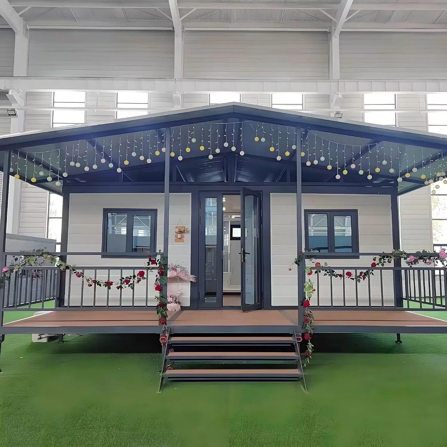 Maison de conteneur pliante à Double aile, maison Portable préfabriquée de 20 pieds 40 pieds avec installations de vie complètes