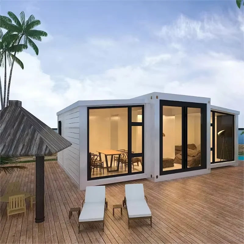 Conteneurs à forte durabilité, 20 pieds, 40 pieds, conteneur extensible préfabriqué, maison de luxe, Portable, préfabriqué, grand-mère plate